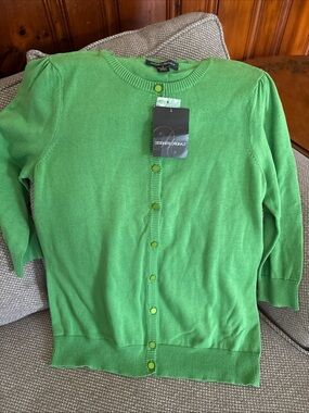 Designers Originals Bright Green Crewneck Cardigan